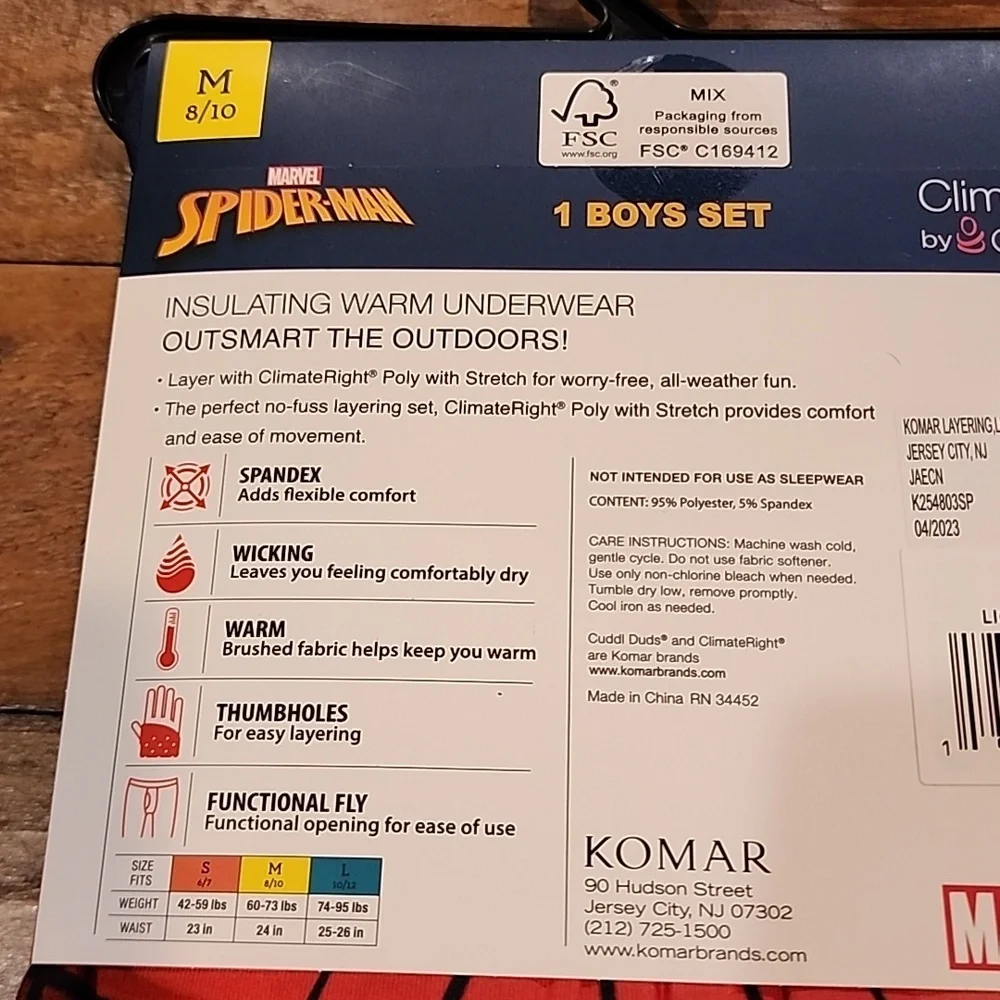 ClimateRight by Cuddl Duds Spiderman Boys Thermal Set Size Medium 8/10 - Picture 7 of 11